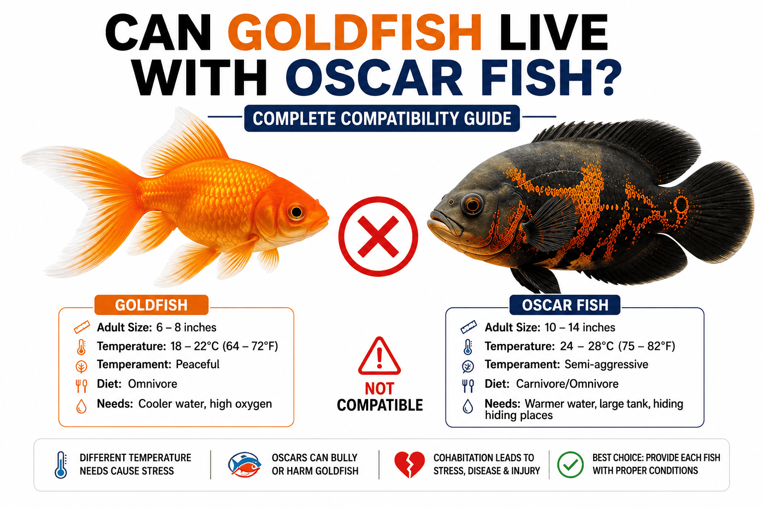 can goldfish live with Oscar fish