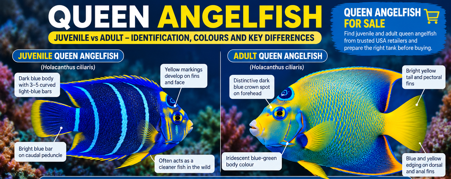 Queen Angelfish Juvenile vs Adult – Identification and Care Guide